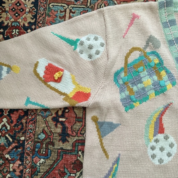 Vintage Berek 2 3D Knit Golf Cardigan Sweater Women’s M, Novelty Whimsical - Picture 7 of 10